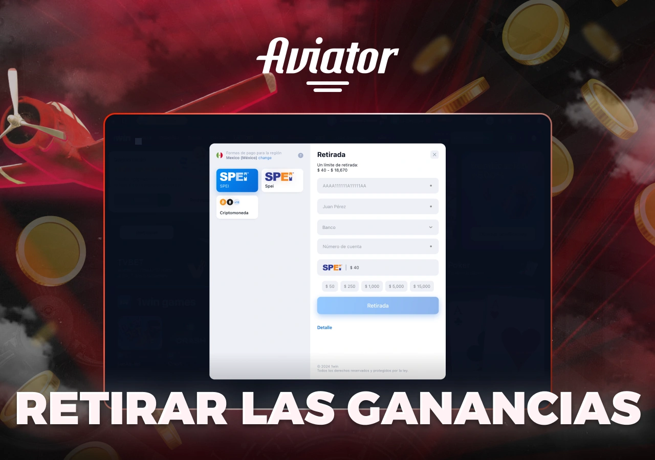 Métodos disponibles para retirar los fondos ganadores
